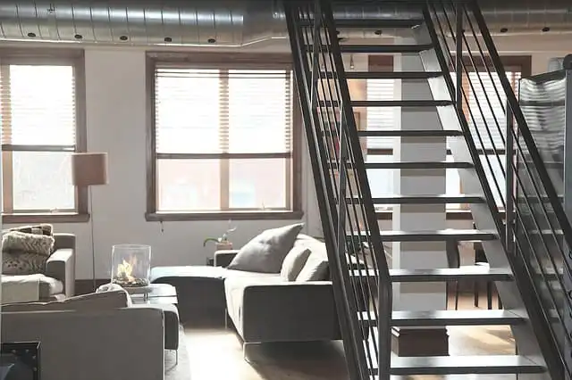 Metal stairs in apartment